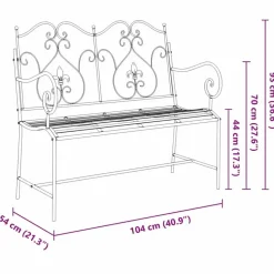 vidaXL - Tuinbank met sprankelend ontwerp - Wit - Staal - 104x54x93 cm