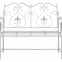 vidaXL - Tuinbank met sprankelend ontwerp - Wit - Staal - 104x54x93 cm