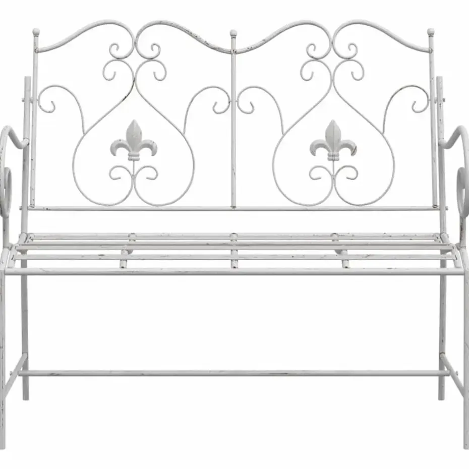 vidaXL - Tuinbank met sprankelend ontwerp - Wit - Staal - 104x54x93 cm