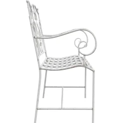 vidaXL - Tuinbank met sprankelend ontwerp - Wit - Staal - 104x54x93 cm