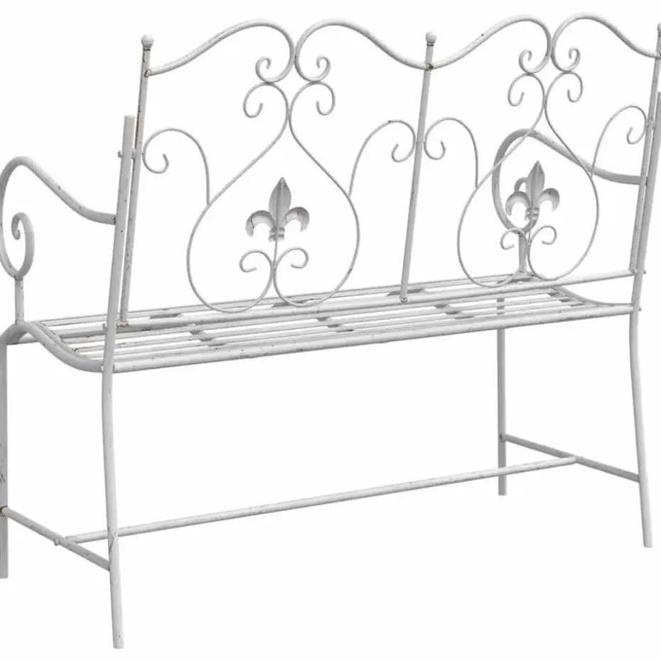 vidaXL - Tuinbank met sprankelend ontwerp - Wit - Staal - 104x54x93 cm