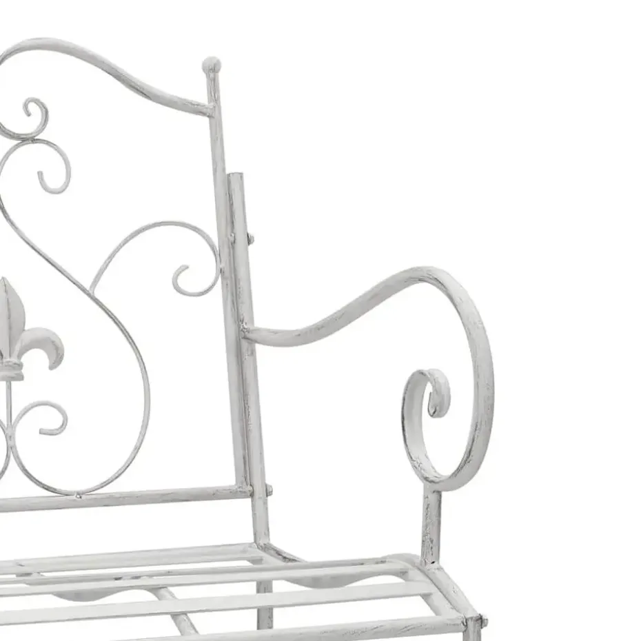 vidaXL - Tuinbank met sprankelend ontwerp - Wit - Staal - 104x54x93 cm