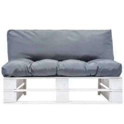 vidaXL - Tuinbank pallet - Grijs - Geïmpregneerd grenenhout - Met kussens