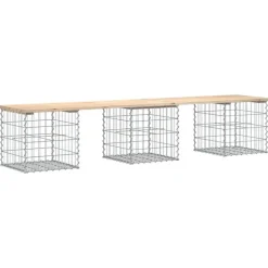 vidaXL - Tuinbank schanskorfontwerp - Massief grenenhout - 203x44x42 cm