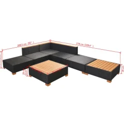 vidaXL - Tuinbank Set - Zwart - Poly rattan