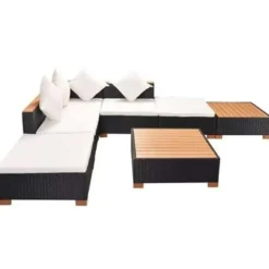 vidaXL - Tuinbank Set - Zwart - Poly rattan