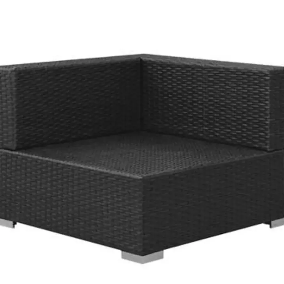 vidaXL - Tuinbank Set - Zwart - Poly rattan