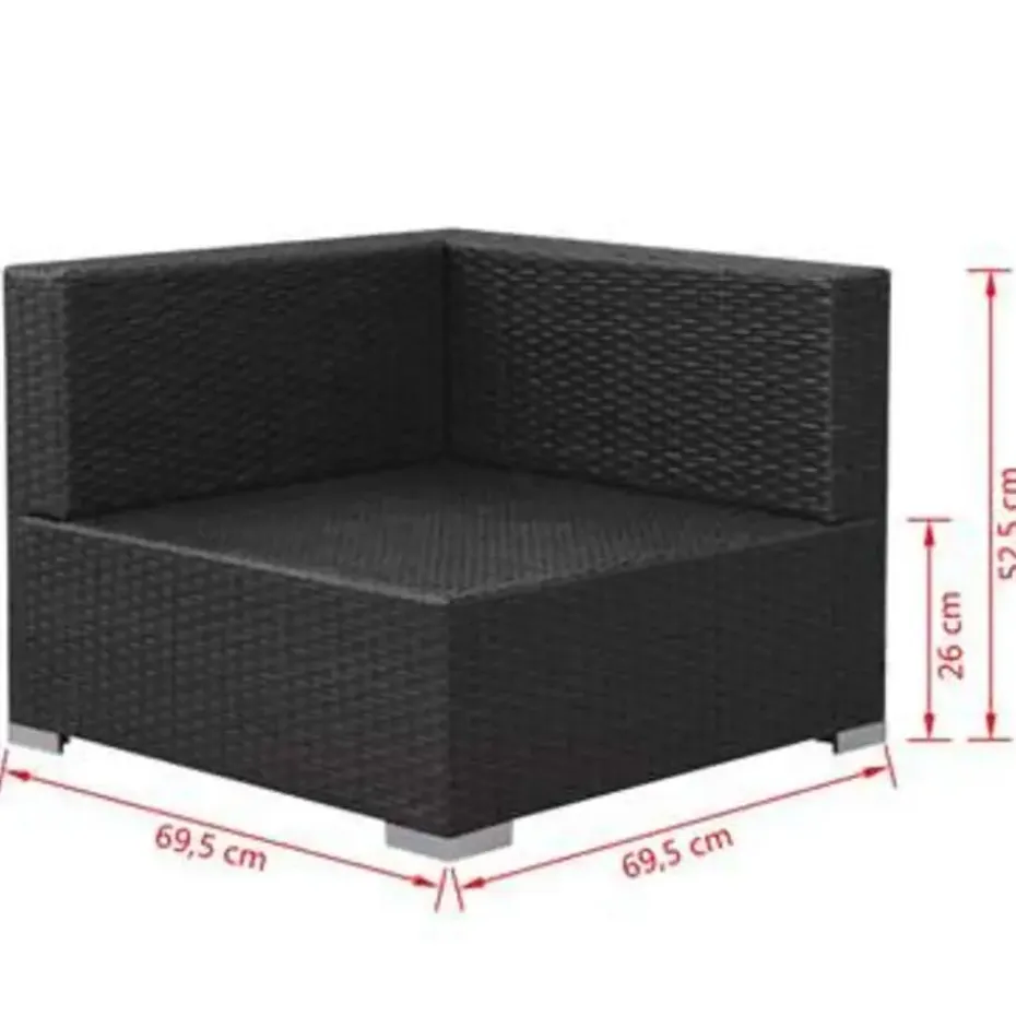 vidaXL - Tuinbank Set - Zwart - Poly rattan