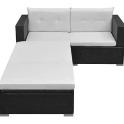 vidaXL - Tuinbank Set - Zwart - Poly rattan