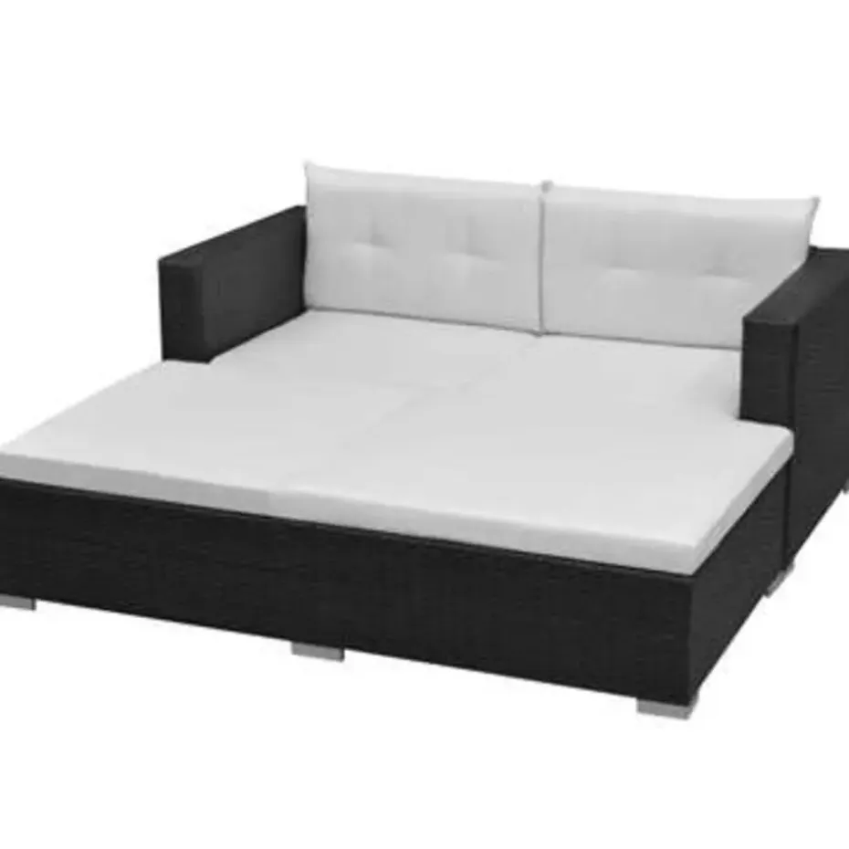 vidaXL - Tuinbank Set - Zwart - Poly rattan