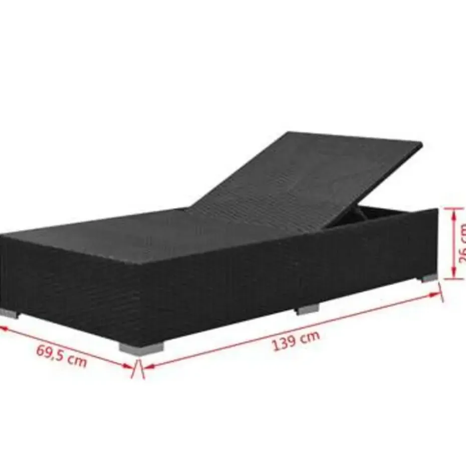 vidaXL - Tuinbank Set - Zwart - Poly rattan