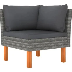 vidaXL - Tuinbank 4-sits - Grijs - Poly rattan -Met kussens