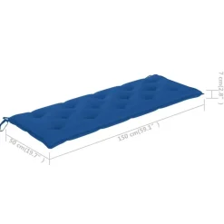 vidaXL - Tuinbank stapelbaar met blauw kussen - Teakhout - 159x57.5x90 cm