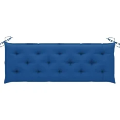 vidaXL - Tuinbank stapelbaar met blauw kussen - Teakhout - 159x57.5x90 cm