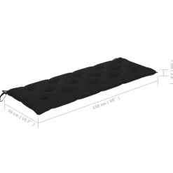 vidaXL - Tuinbank stapelbaar met zwart kussen - Teakhout - 159x57.5x90 cm