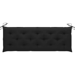 vidaXL - Tuinbank stapelbaar met zwart kussen - Teakhout - 159x57.5x90 cm