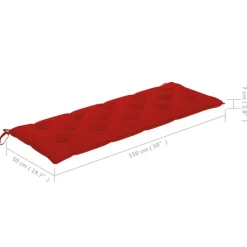 vidaXL - Tuinbank stapelbaar met rood kussen - Teakhout - 159x57.5x90 cm
