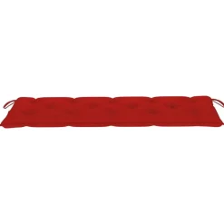 vidaXL - Tuinbank stapelbaar met rood kussen - Teakhout - 159x57.5x90 cm