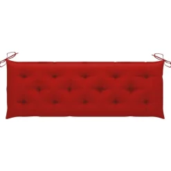 vidaXL - Tuinbank stapelbaar met rood kussen - Teakhout - 159x57.5x90 cm