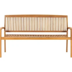 vidaXL - Tuinbank stapelbaar met rood kussen - Teakhout - 159x57.5x90 cm