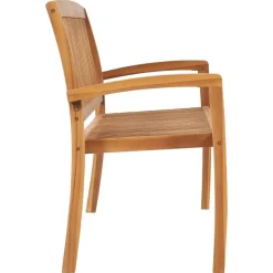 vidaXL - Tuinbank stapelbaar met rood kussen - Teakhout - 159x57.5x90 cm