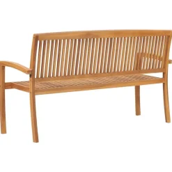 vidaXL - Tuinbank stapelbaar met rood kussen - Teakhout - 159x57.5x90 cm