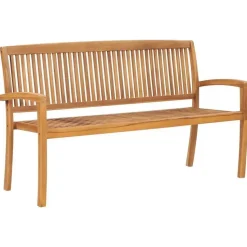 vidaXL - Tuinbank stapelbaar met antraciet kussen - Teakhout - 159x57.5x90 cm