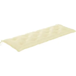 vidaXL - Tuinbank stapelbaar met crème kussen - Teakhout - 159x57.5x90 cm
