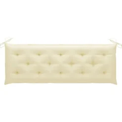vidaXL - Tuinbank stapelbaar met crème kussen - Teakhout - 159x57.5x90 cm