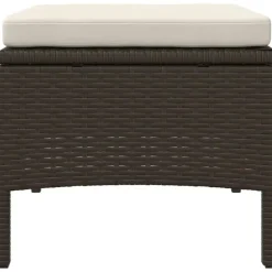 vidaXL - Tuinbank tweezits - Bruin - Poly rattan - Met tafeltje en krukken