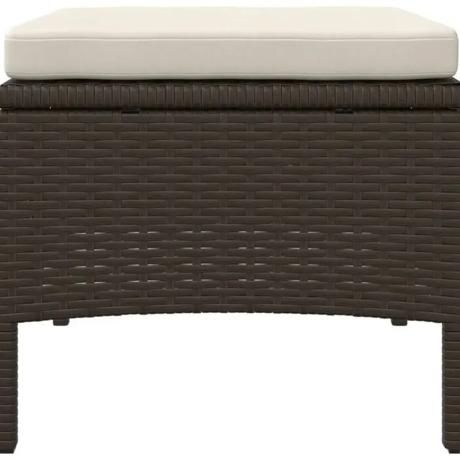 vidaXL - Tuinbank tweezits - Bruin - Poly rattan - Met tafeltje en krukken