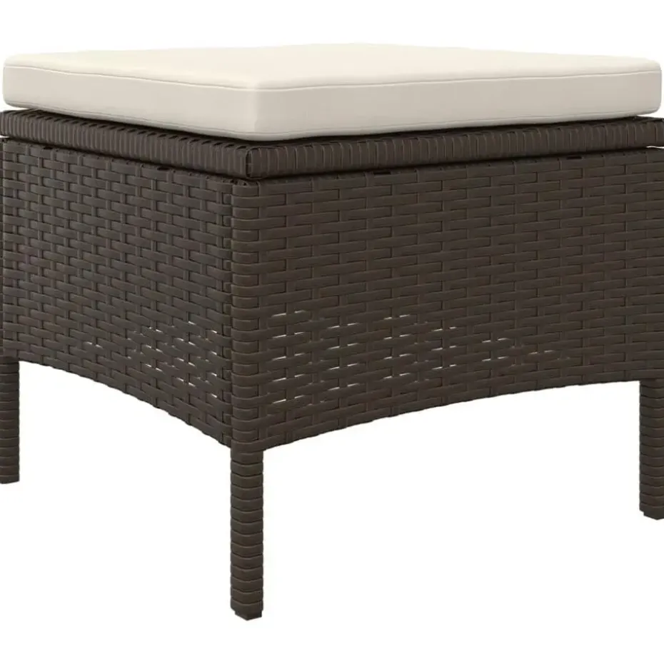 vidaXL - Tuinbank tweezits - Bruin - Poly rattan - Met tafeltje en krukken