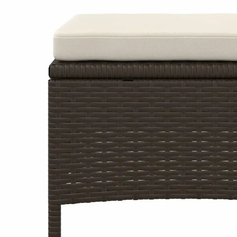 vidaXL - Tuinbank tweezits - Bruin - Poly rattan - Met tafeltje en krukken