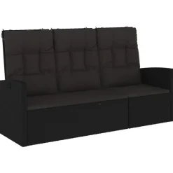 vidaXL - Tuinbank Verstelbare met kussens - Zwart - poly rattan - 173x62x95 cm