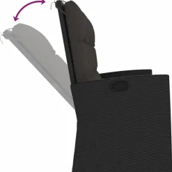 vidaXL - Tuinbank Verstelbare met kussens - Zwart - poly rattan - 173x62x95 cm