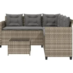 vidaXL - tuinbank voor 5 met kussens grijs poly rattan 3 stuks