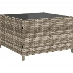 vidaXL - tuinbank voor 5 met kussens grijs poly rattan 3 stuks