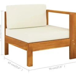 vidaXL - Tuinbank 4-zites - Wit - Acaciahout - Met kussens