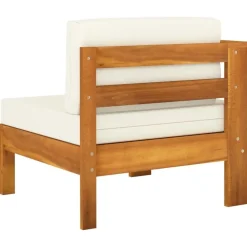 vidaXL - Tuinbank 4-zites - Wit - Acaciahout - Met kussens