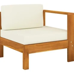 vidaXL - Tuinbank 4-zites - Wit - Acaciahout - Met kussens