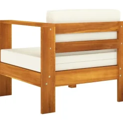 vidaXL - Tuinbank 4-zites - Wit - Acaciahout - Met kussens