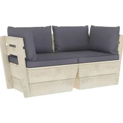 vidaXL - Tuinbank 2-zits - Antraciet - Met kussens