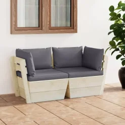 vidaXL - Tuinbank 2-zits - Antraciet - Met kussens