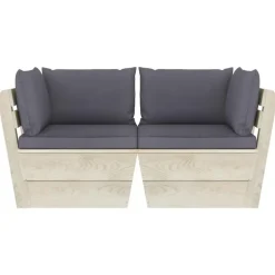 vidaXL - Tuinbank 2-zits - Antraciet - Met kussens