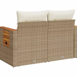 vidaXL - Tuinbank 2-zits - Beige - Poly rattan - Met kussens