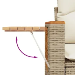 vidaXL - Tuinbank 2-zits - Beige - Poly rattan - Met kussens