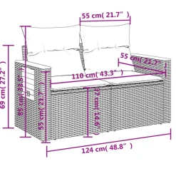 vidaXL - Tuinbank 2-zits - Beige - Poly rattan - Met kussens