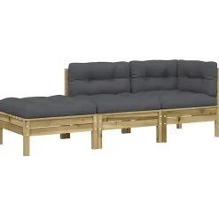 vidaXL - Tuinbank 2-zits - Bruin - Hout - Met kussens en voetenbank