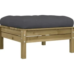 vidaXL - Tuinbank 2-zits - Bruin - Hout - Met kussens en voetenbank