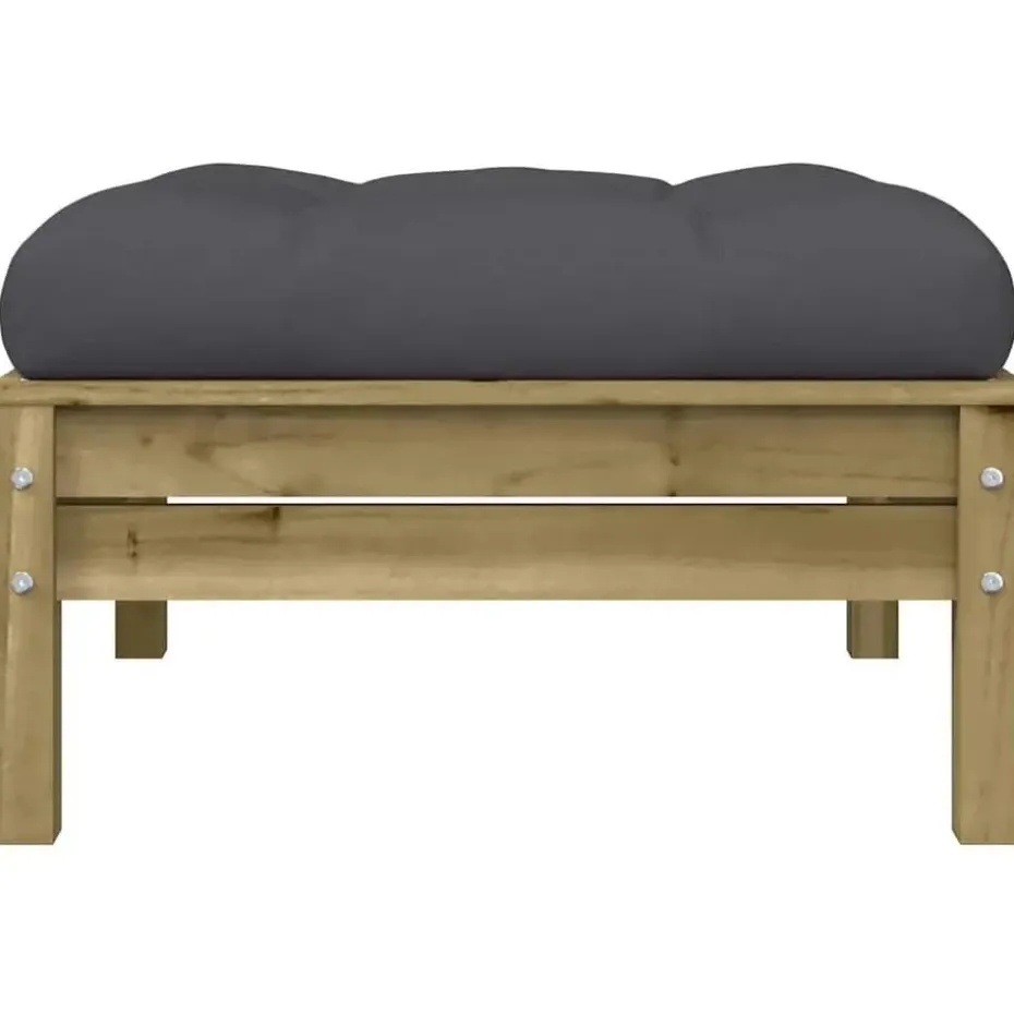 vidaXL - Tuinbank 2-zits - Bruin - Hout - Met kussens en voetenbank